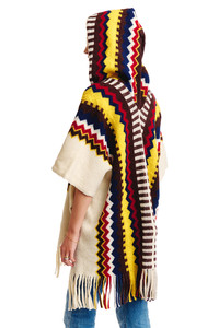 Navajo Multi Color Pattern Winter Hood Poncho