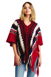 Navajo Multi Color Pattern Winter Hood Poncho