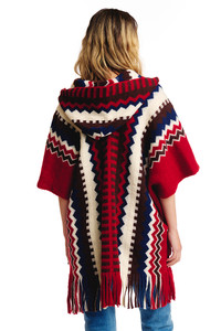 Navajo Multi Color Pattern Winter Hood Poncho