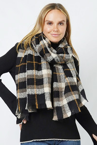 Plaid Check Pattern Lurex Oblong Winter Scarf