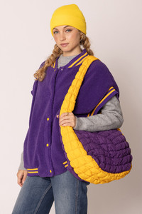 College Color Quilted Puffy Tote Bag