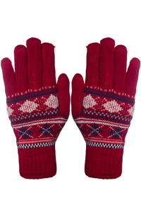 Assorted Geometric Pattern Fur Lining Knitted Gloves-G441 (12pairs)