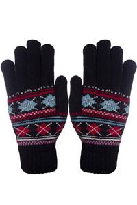 Assorted Geometric Pattern Fur Lining Knitted Gloves-G441 (12pairs)