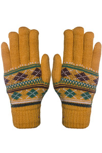 Assorted Geometric Pattern Fur Lining Knitted Gloves-G441 (12pairs)