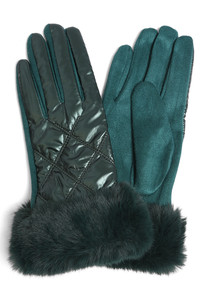 Shiny Quilted Faux Fur Cuffs Gloves-JG902 (12pairs)