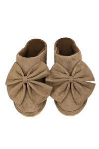 C.C Beanie Faux Suede Bow Lining Winter Slippers