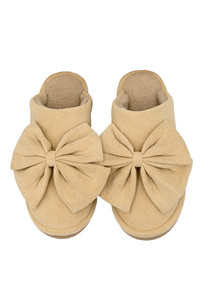 C.C Beanie Faux Suede Bow Lining Winter Slippers