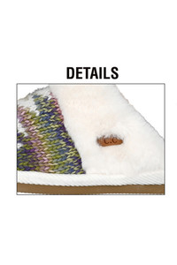 C.C Beanie Ombre Aztec Knitted Winter Slippers With Faux Fur Cuff
