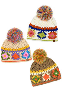 C.C Hand Made Crochet Pom Beanie Winter Hat