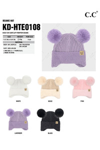 C.C Kids Fur Earflap Pom Pom Beanie Winter Hat