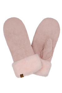 C.C Suede Mitten with Faux Fur Cuff Winter Gloves