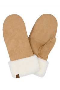 C.C Suede Mitten with Faux Fur Cuff Winter Gloves