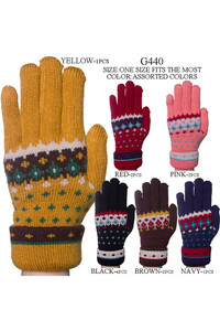 12pairs Fleur-De-Lis Sherpa Lining Knit Gloves 
