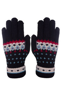 12pairs Fleur-De-Lis Sherpa Lining Knit Gloves 