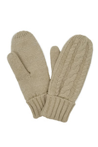 Sherpa Lining Cable Knit Mittens