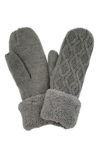 Cable Knit Sherpa Mittens