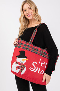 LET IT SNOW Snowman Christmas Tote Bag