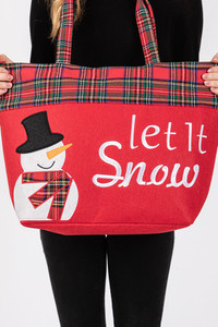 LET IT SNOW Snowman Christmas Tote Bag
