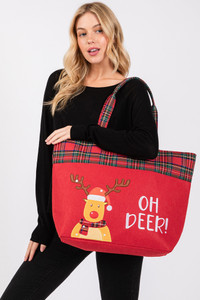 OH DEER Reindeer Christmas Tote Bag