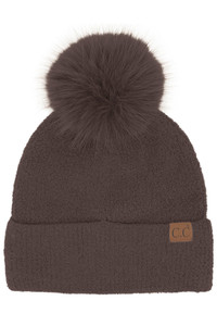 CC BEANIE Plush Terry Chenille Pom Beanie Winter Hat