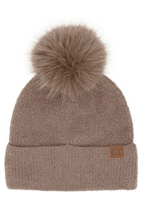 CC BEANIE Plush Terry Chenille Pom Beanie Winter Hat