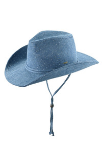 C.C All Over Rhinestone Denim Cowboy Hat With Chin Straps
