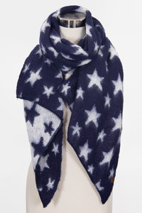 C.C American Flag Theme Star Pattern Bias Cut Brushed Winter Scarf
