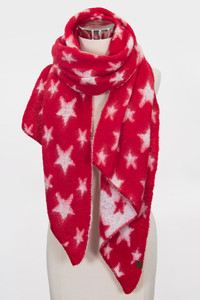 C.C American Flag Theme Star Pattern Bias Cut Brushed Winter Scarf
