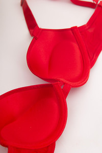 Microfiber Rhinestone Trip Push Up Bra