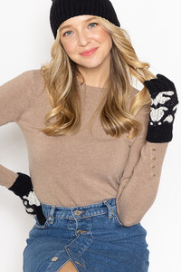 Cow Pattern Knit Touch Winter Gloves