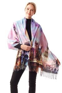 Big Ben Clock Tower Scarf with Fringe 