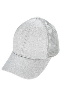 C.C Glitter Mesh Back Criss-Cross Ponytail Cap