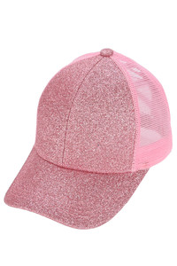 C.C Glitter Mesh Back Criss-Cross Ponytail Cap