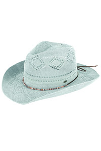 C.C Beaded Charm Trim Woven Cowboy Hat