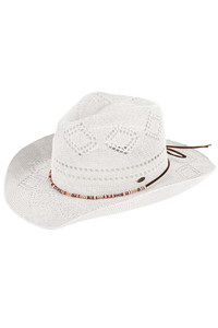 C.C Beaded Charm Trim Woven Cowboy Hat