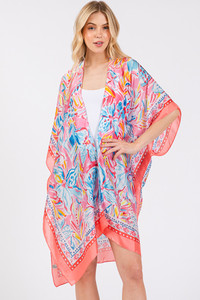 Floral Flower Pattern Silky Feel Summer Kimono