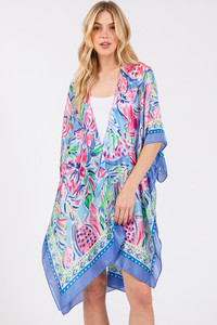 Floral Flower Pattern Silky Feel Summer Kimono