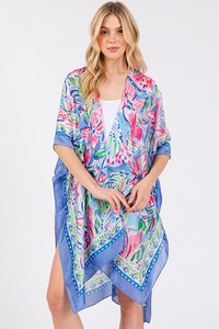 Floral Flower Pattern Silky Feel Summer Kimono