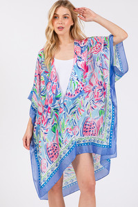 Floral Flower Pattern Silky Feel Summer Kimono