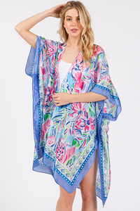 Floral Flower Pattern Silky Feel Summer Kimono