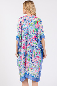 Floral Flower Pattern Silky Feel Summer Kimono