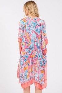 Floral Flower Pattern Silky Feel Summer Kimono