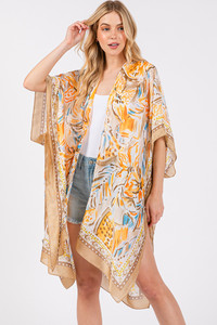 Floral Flower Pattern Silky Feel Summer Kimono