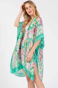 Floral Flower Pattern Silky Feel Summer Kimono