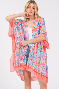 Floral Flower Pattern Silky Feel Summer Kimono