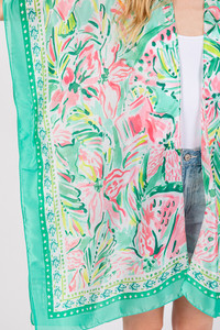 Floral Flower Pattern Silky Feel Summer Kimono