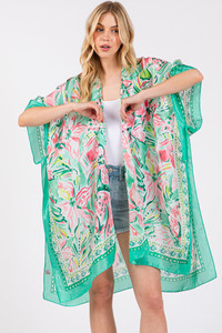 Floral Flower Pattern Silky Feel Summer Kimono