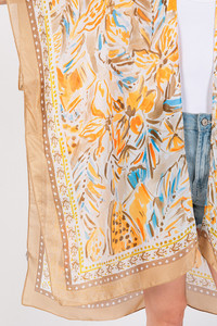 Floral Flower Pattern Silky Feel Summer Kimono