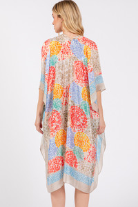 Multi Color Abstract Circle Silky Feel Kimono
