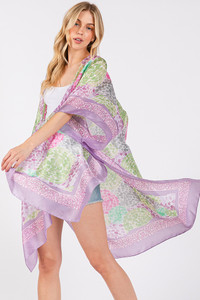 Multi Color Abstract Circle Silky Feel Kimono